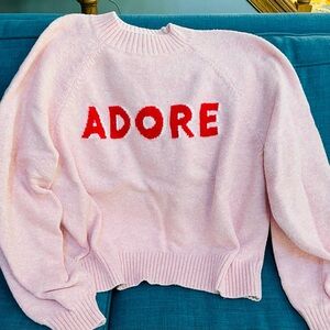 Old Navy Pink Sweater with Red 'ADORE' Design